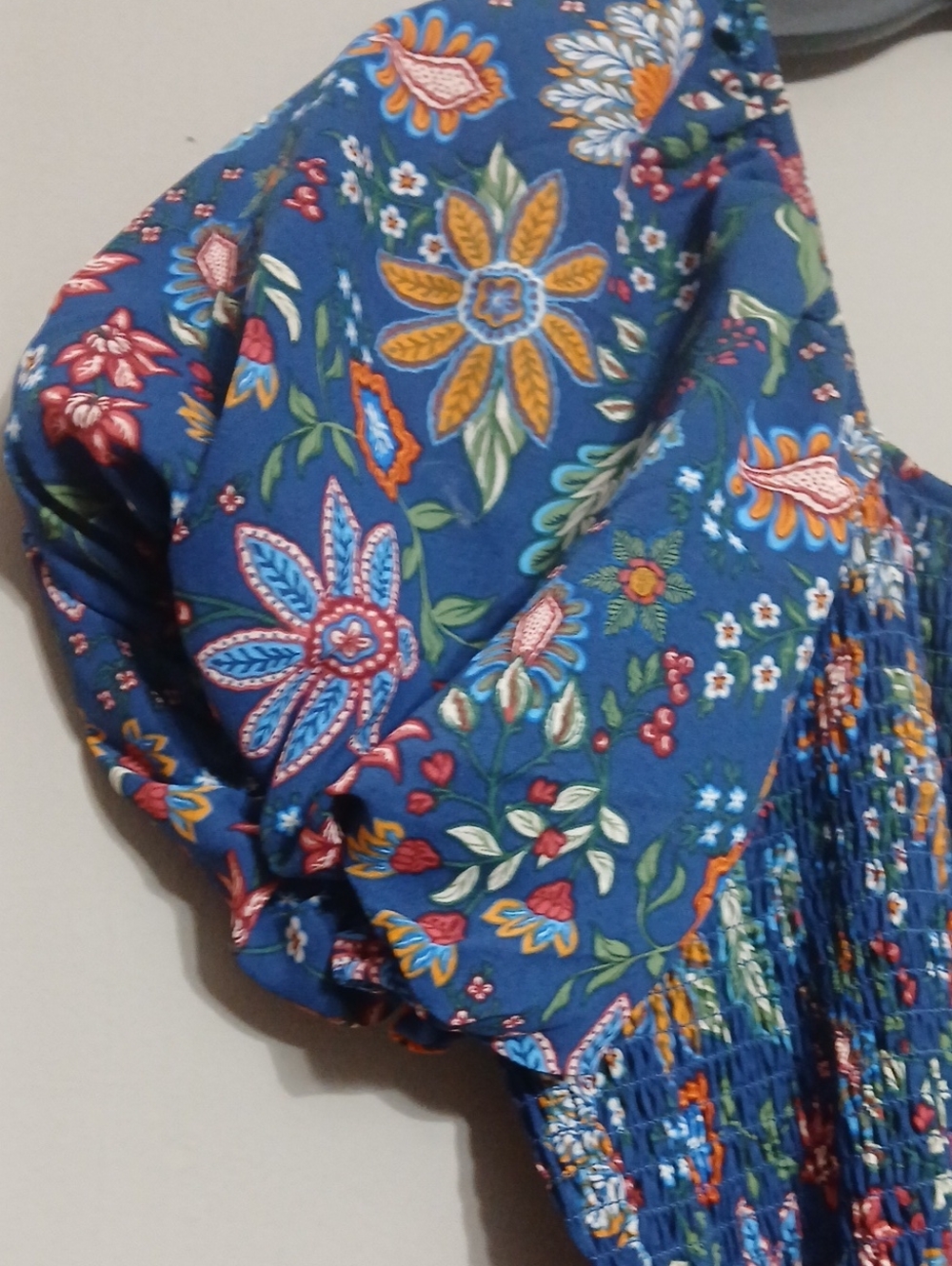 Simply Southern Navy Blue Floral Tiered Maxi Dress with Puff Sleeves - Picture 5 of 7